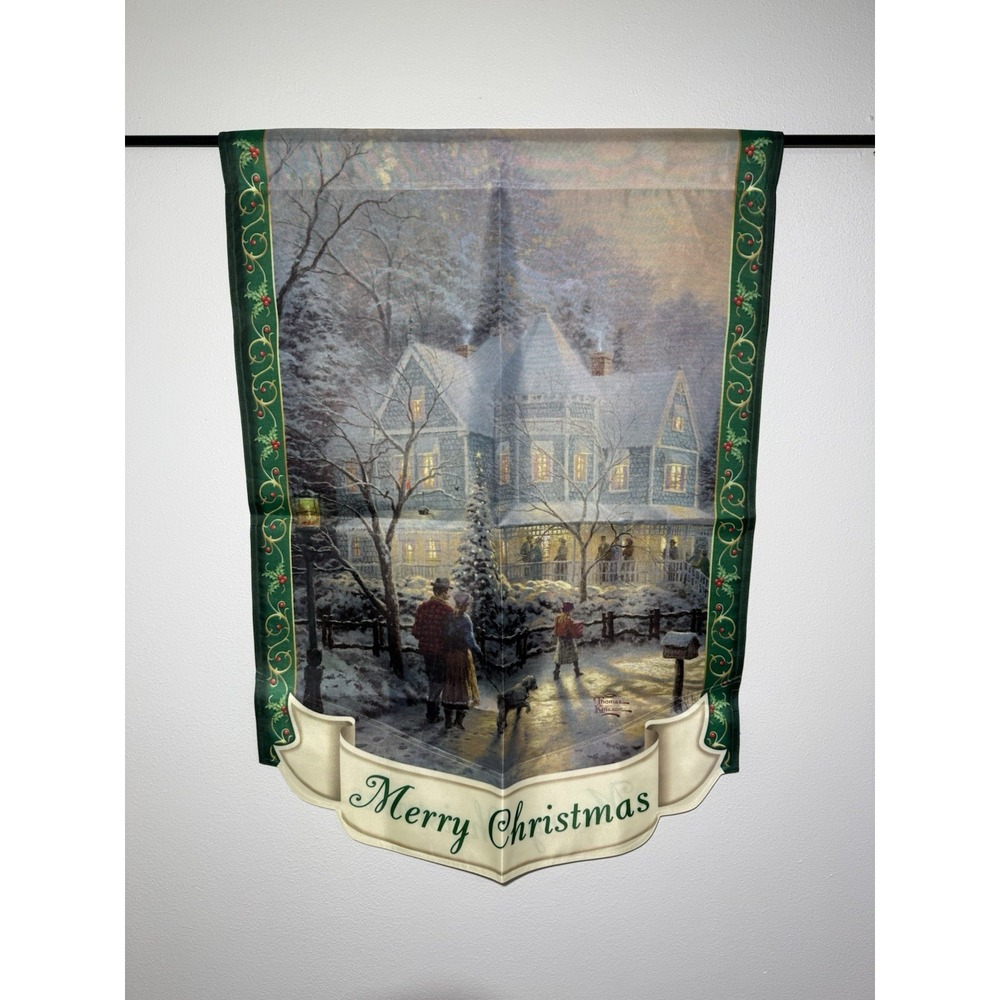 Thomas Kinkade Merry Christmas garden yard flag 28" x 40" From The Hamilton